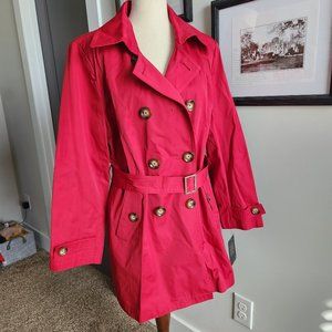 NWT Large London Fog Red Coat with Belt